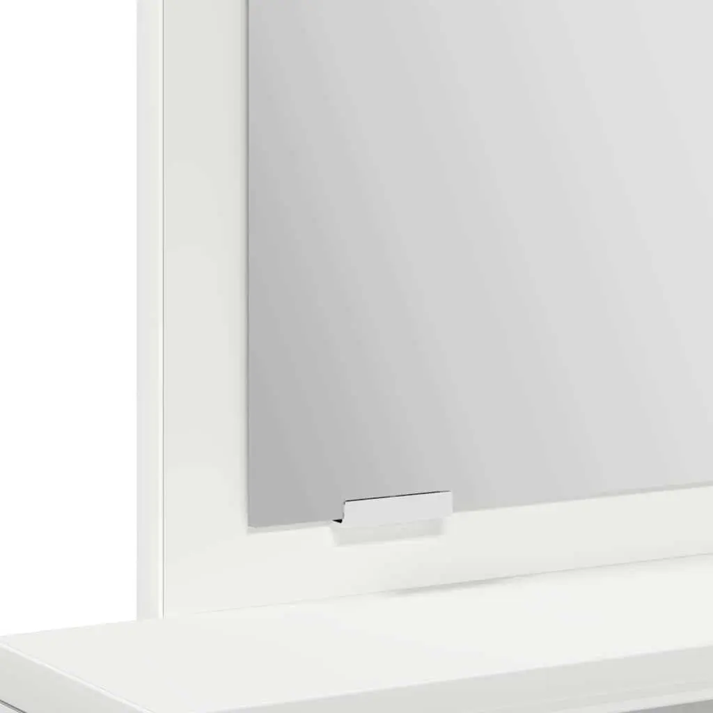 Dressing Table 50 x 41 x 140 cm White Modern Vanity Unit with Large Mirror and Multiple Drawers Storage