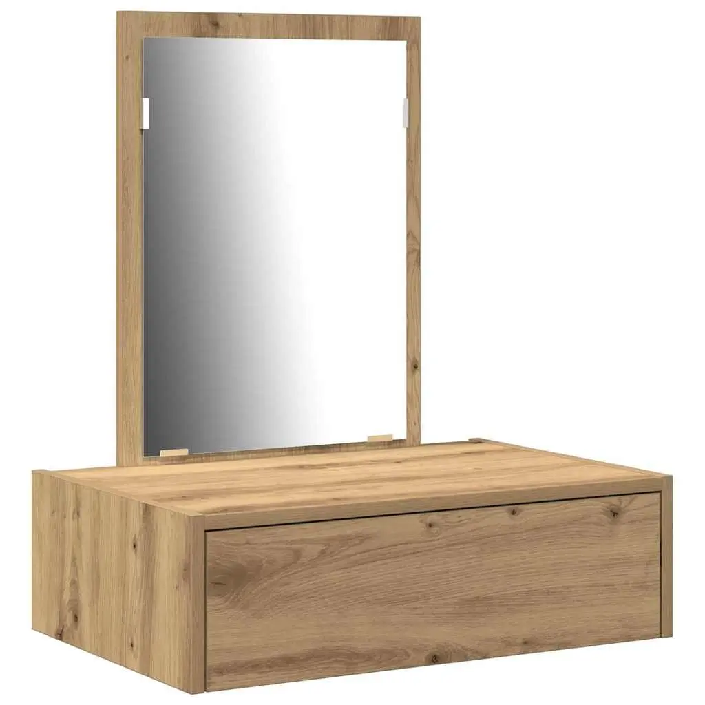 Dressing Table Brown Engineered Wood Storage Drawers Integrated Mirror