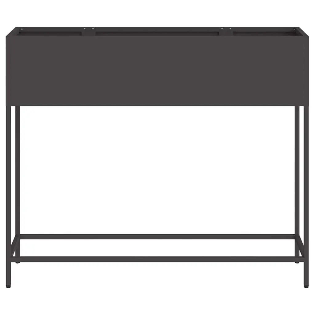 Raised Garden Planter Rectangular Metal Outdoor UV-Resistant Black Modern Style