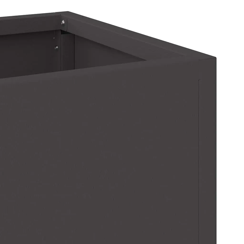 Raised Garden Planter Rectangular Metal Outdoor UV-Resistant Black Modern Style