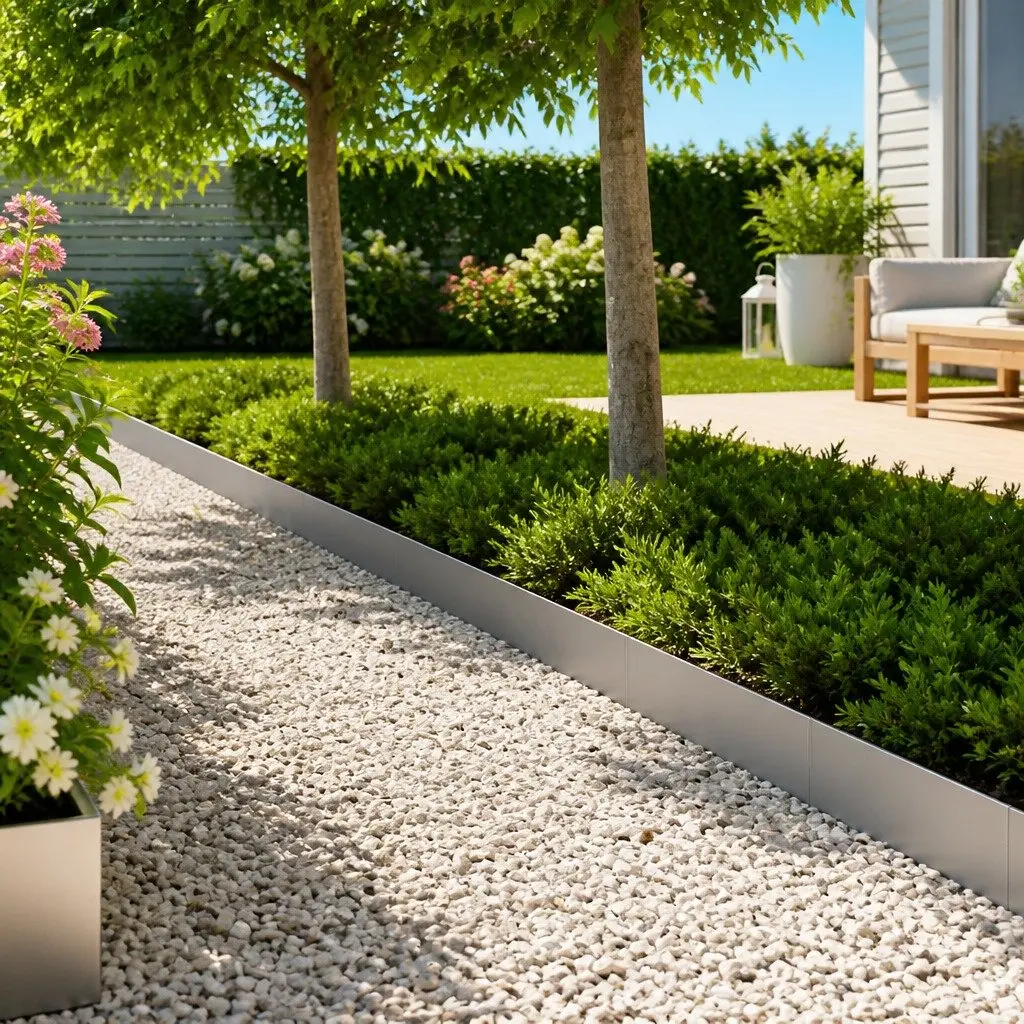 Garden Lawn Edging 20 Piece 100cm Galvanised Steel Border Silver Outdoor Path