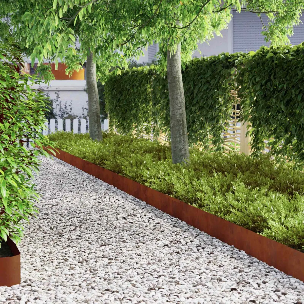 Garden Lawn Edging 450cm Weathering Steel Border Modern Aesthetic Landscaping Edger