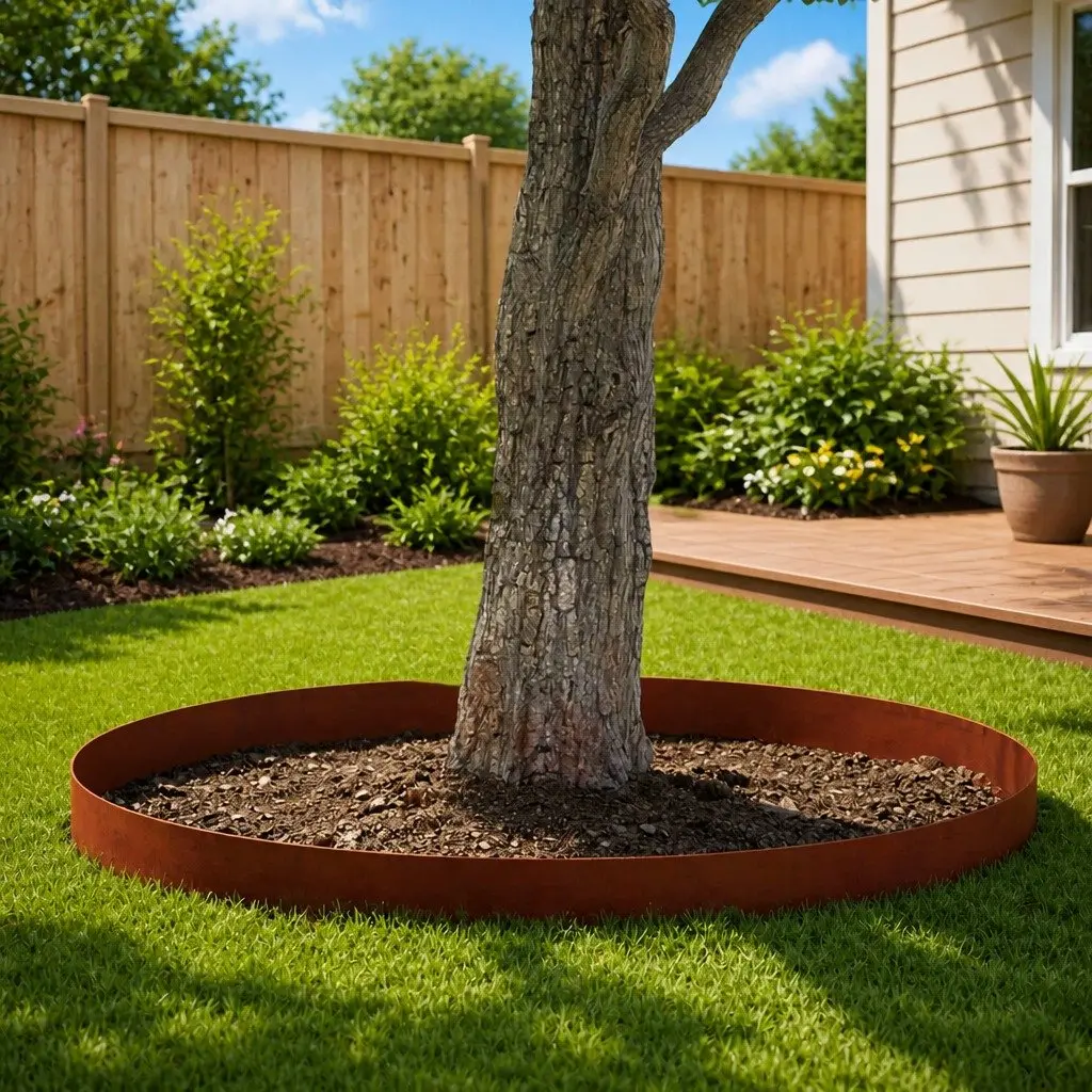 Garden Lawn Edging 4 Pieces Weathering Steel Border Brown Outdoor