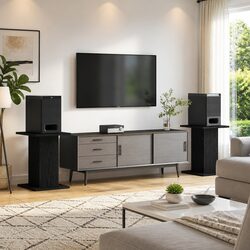 Speaker Stands 2 pcs Black Engineered Wood 30 x 30 x 40 cm Modern Audio Support