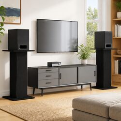 Black Engineered Wood Speaker Stands – Enhance Your Audio