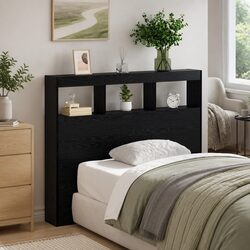 Elevate Your Bedroom with a Black Oak Headboard and LED Light