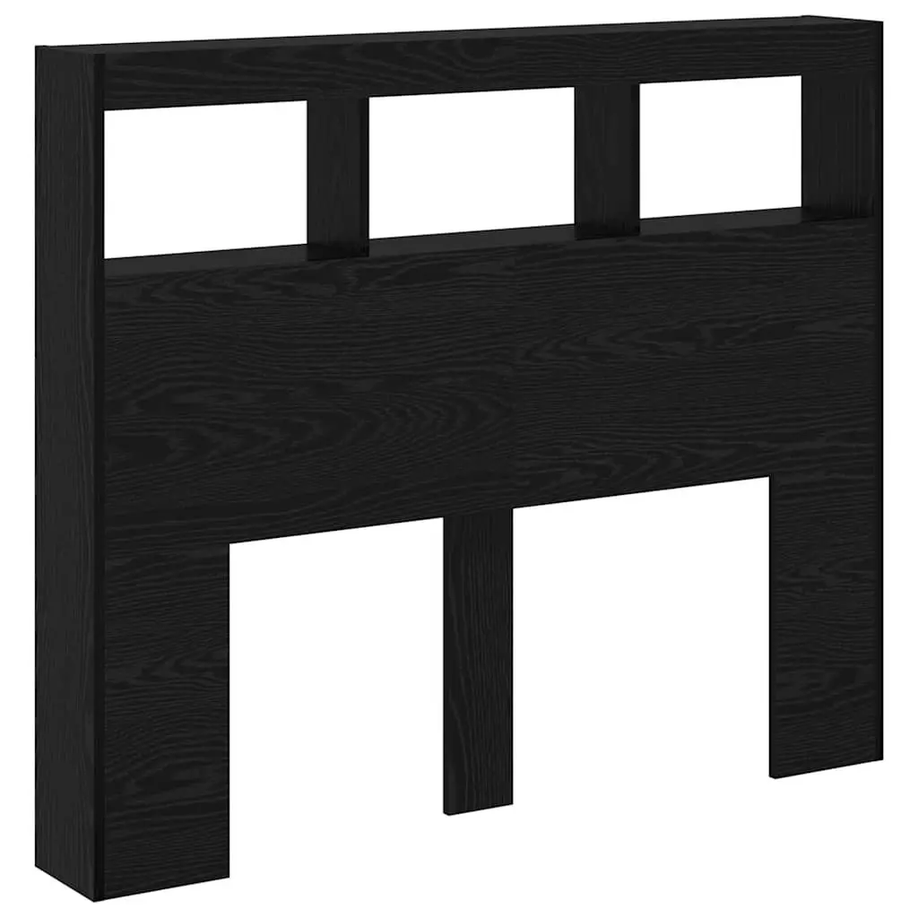 Headboard 120cm Black Oak Engineered Wood with LED Light USB