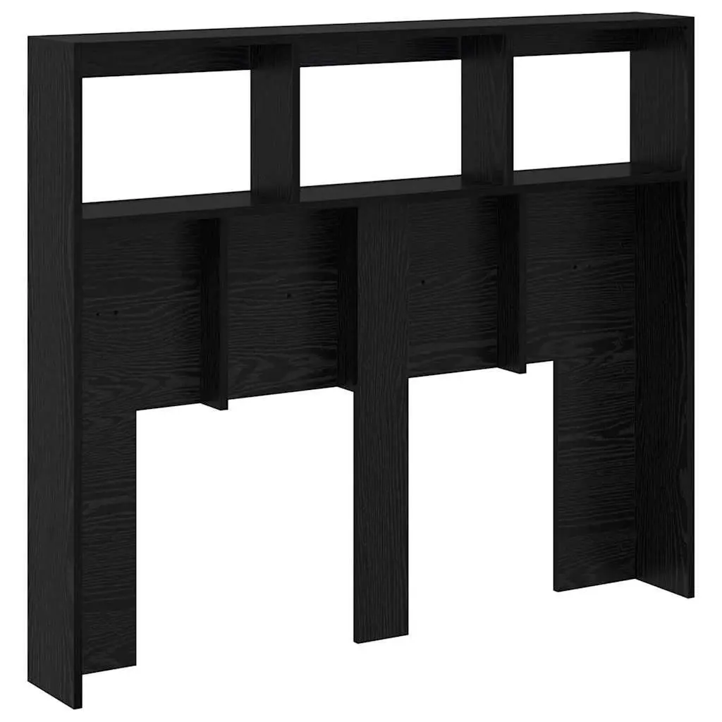 Headboard 120cm Black Oak Engineered Wood with LED Light USB