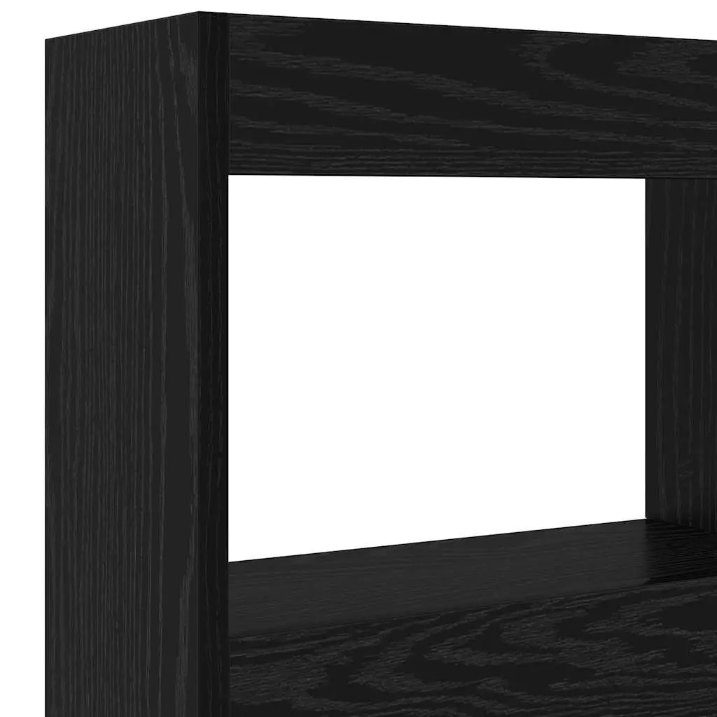 Headboard 120cm Black Oak Engineered Wood with LED Light USB