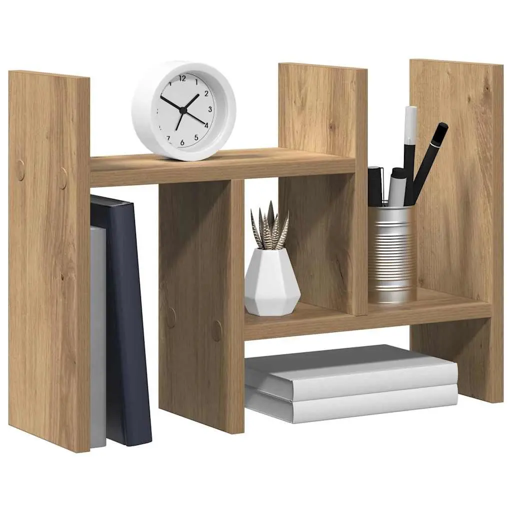 Engineered Wood Desk Organiser Compact Size Multiple Compartments Brown Office Storage