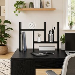 Black Oak Desk Organiser for an Enhanced Workspace