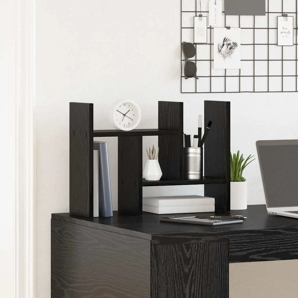 Desk Organiser 50cm Black Oak Engineered Wood Office Storage Filing Organisation
