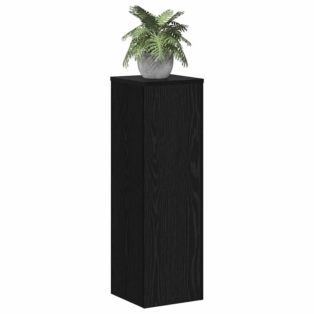 Plant Stand 25 x 25 x 80 cm Set of 2 Black Oak Indoor Outdoor Garden Display