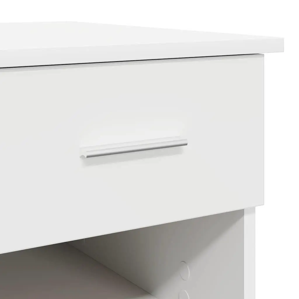 White Writing Desk 90cm Spacious Work Surface Engineered Wood with Drawer and Shelf Storage