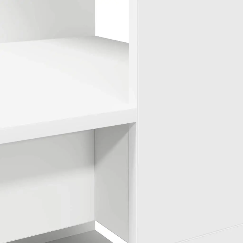 Study Desk 113x54x120cm White Modern with Integrated Shelves for Home Office