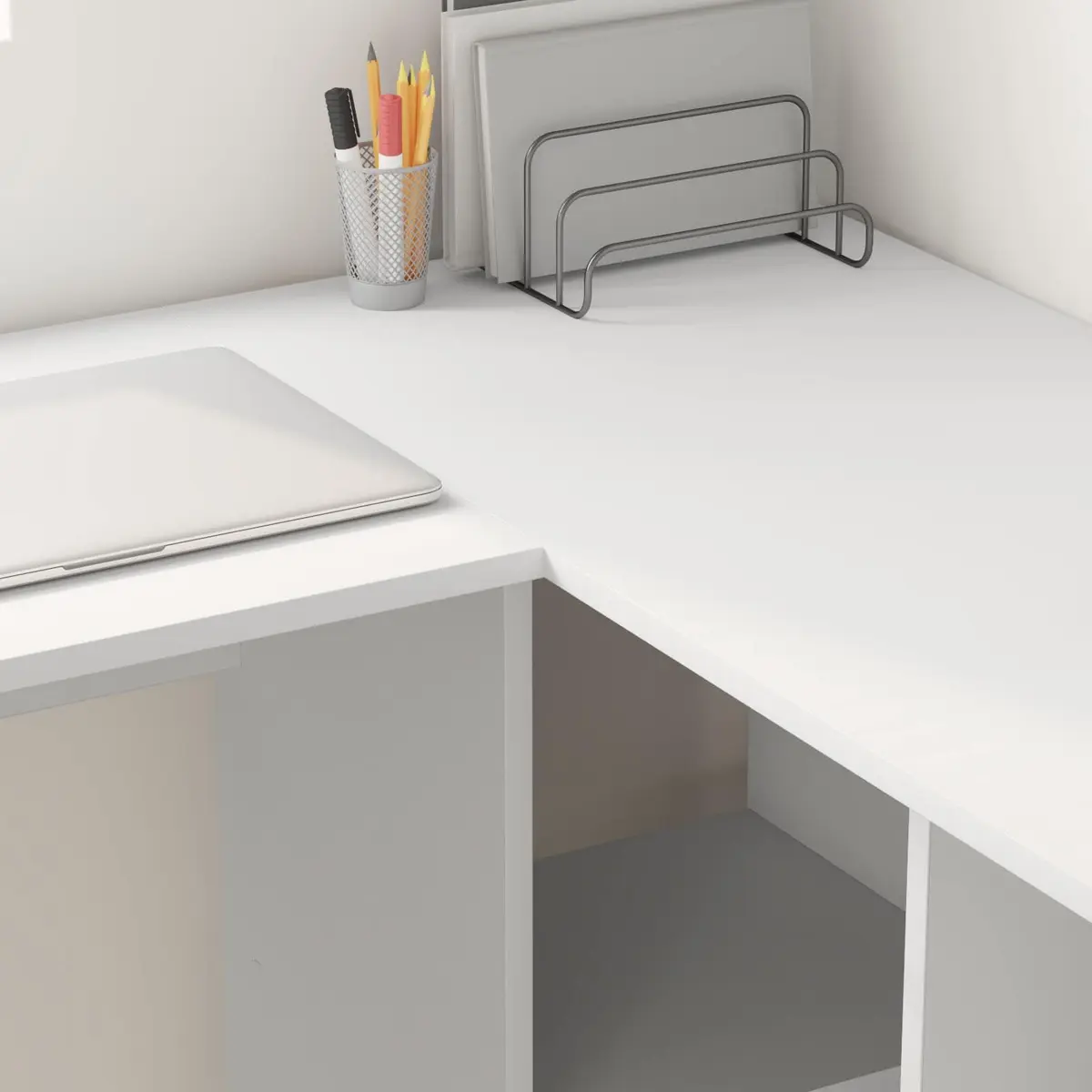 Corner Desk 142x102x73cm with Integrated Shelves for Home Office Study Workspace