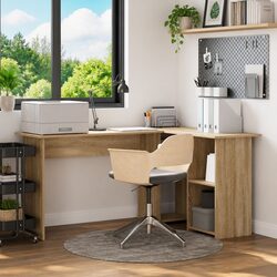 Enhance Your Workspace with a Corner Desk in Sonoma Oak