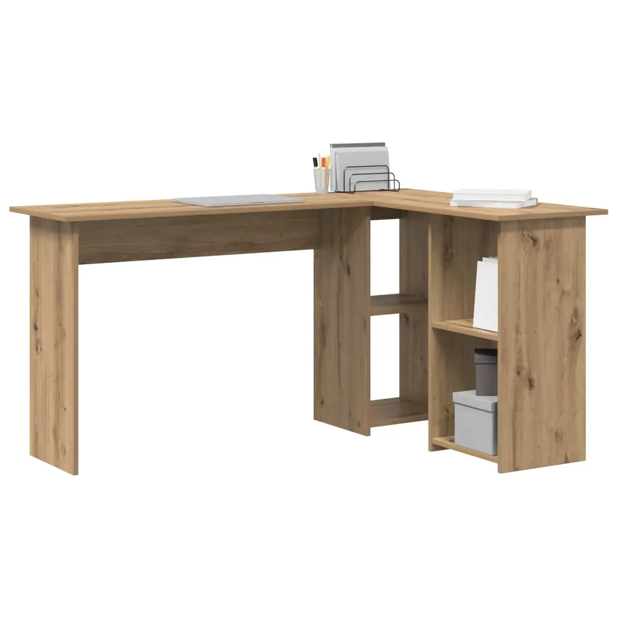 Corner Desk 142 x 102 x 73 cm Engineered Wood Modern Office Workspace Brown