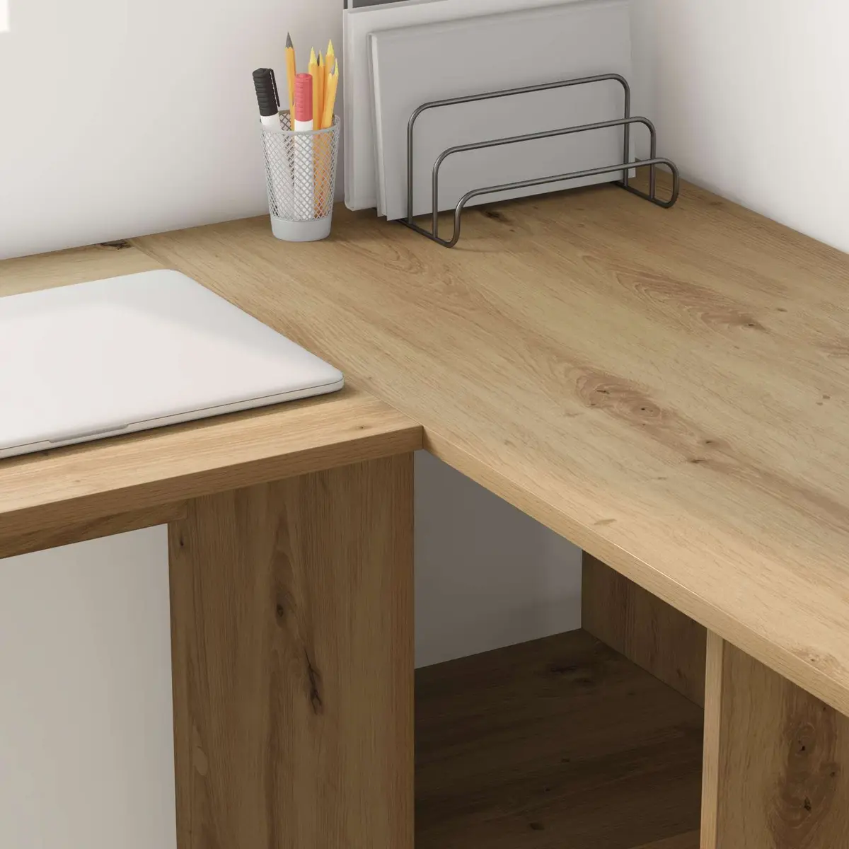 Corner Desk 142 x 102 x 73 cm Engineered Wood Modern Office Workspace Brown