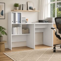 Stylish White Desk with Integrated Shelves for Your Home Office