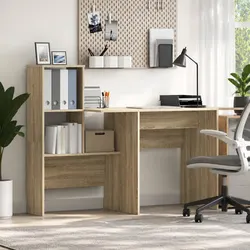 Modern Home Office Desk with Storage Shelves for Style
