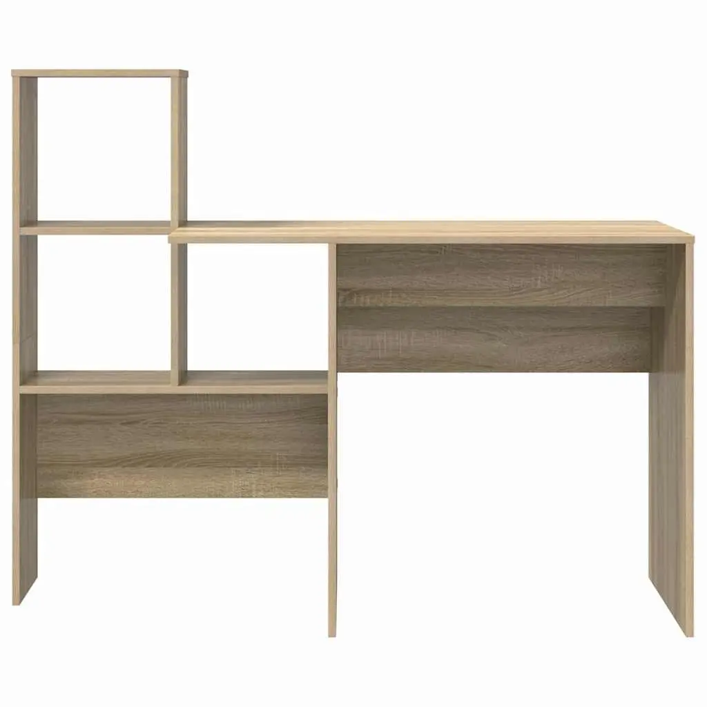 Engineered Wood Desk with Storage Shelves 1315 x 500 x 1065 mm Brown Sonoma Oak Home Office Furniture