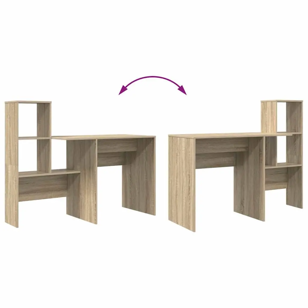 Engineered Wood Desk with Storage Shelves 1315 x 500 x 1065 mm Brown Sonoma Oak Home Office Furniture