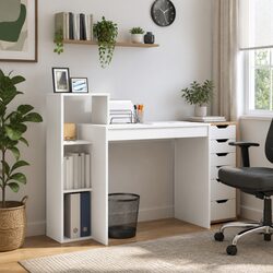 Elevate Your Space with a Modern White Desk and Shelf