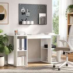 Enhance Your Workspace with a White Desk and Shelf 130 x 50.5 x 75 cm