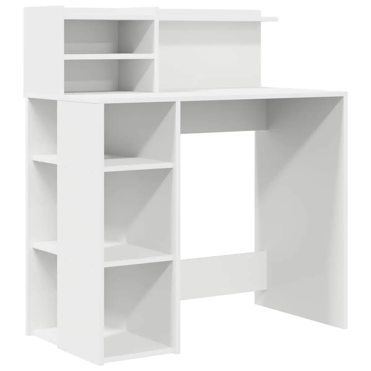 White Desk 90 x 48 x 101.5 cm Modern Writing Table with Integrated Shelf Storage