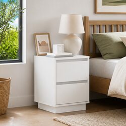 Elevate Your Bedroom with 2 White USB Charging Cabinets