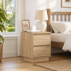 Pair of Modern Bedside Cabinets in Brown with USB Charging