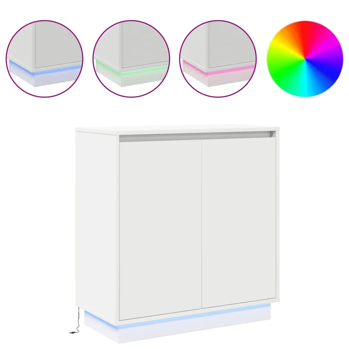 LED Sideboard Storage Cabinet 71x34.5x75cm Engineered Wood RGB Lighting