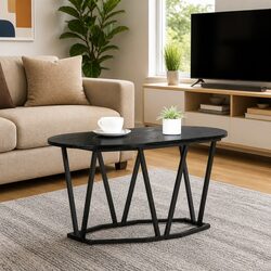 Elevate Your Space with This Black Oval Coffee Table