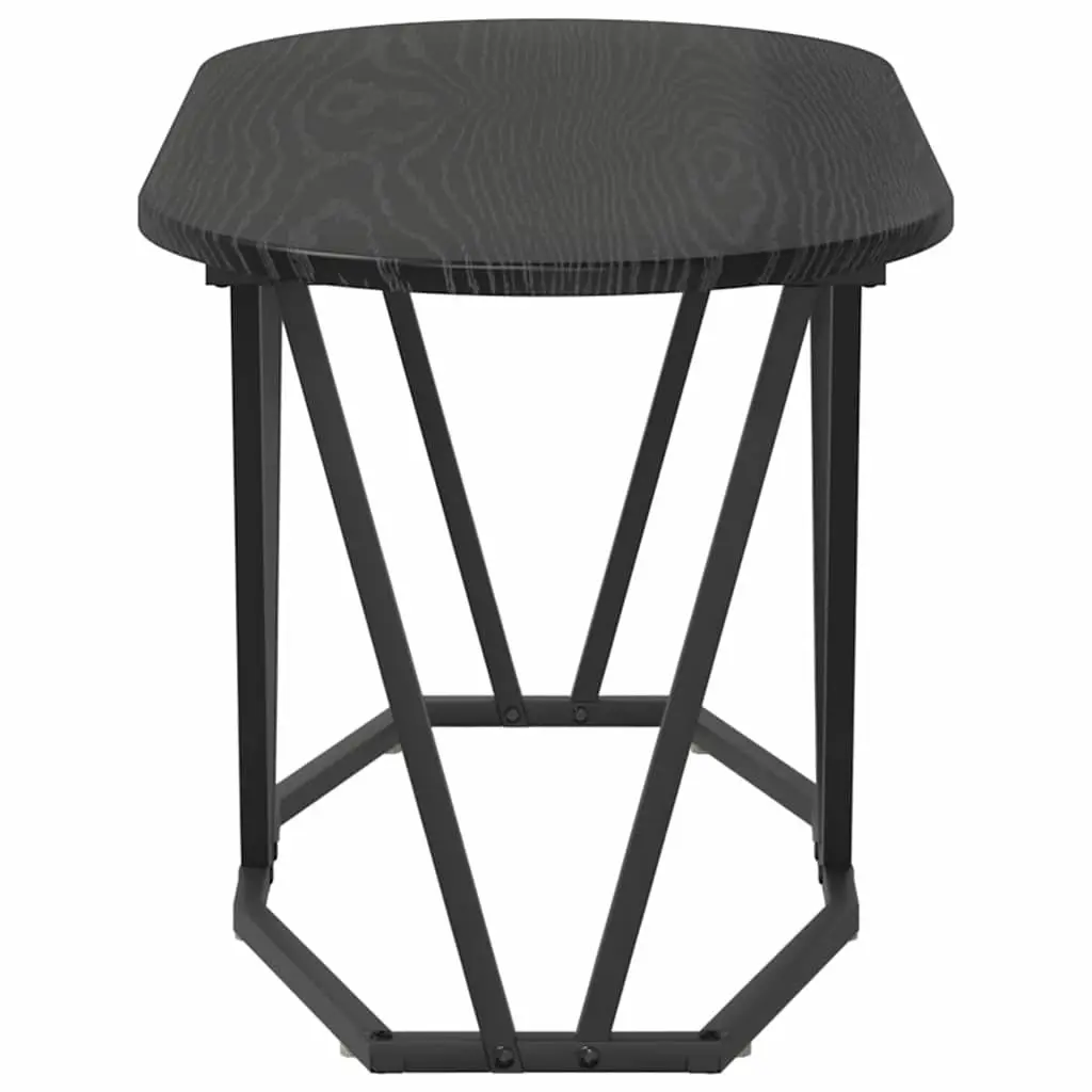Oval Coffee Table Black Oak Industrial Modern Living Room Furniture 80x40x40.5cm