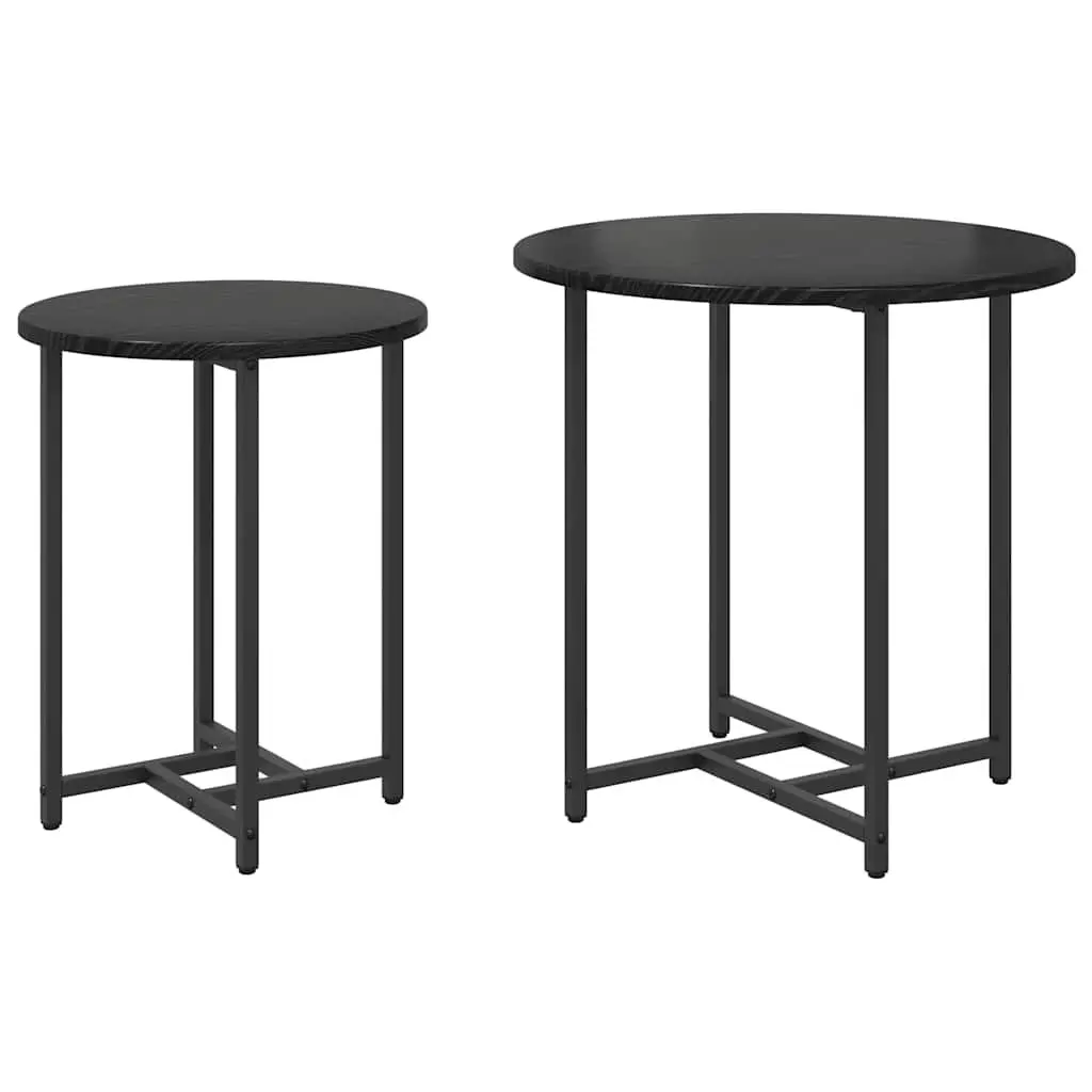 Side Table Set 2 Pieces Nesting Accent Tables Black Modern Industrial Living