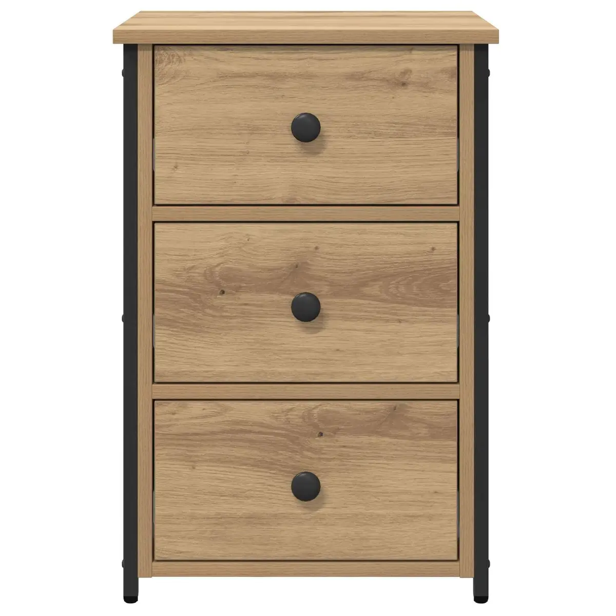 Bedside Cabinet 2 pcs Brown 40 x 36 x 60 cm Storage Drawer Engineered Wood Iron Frame