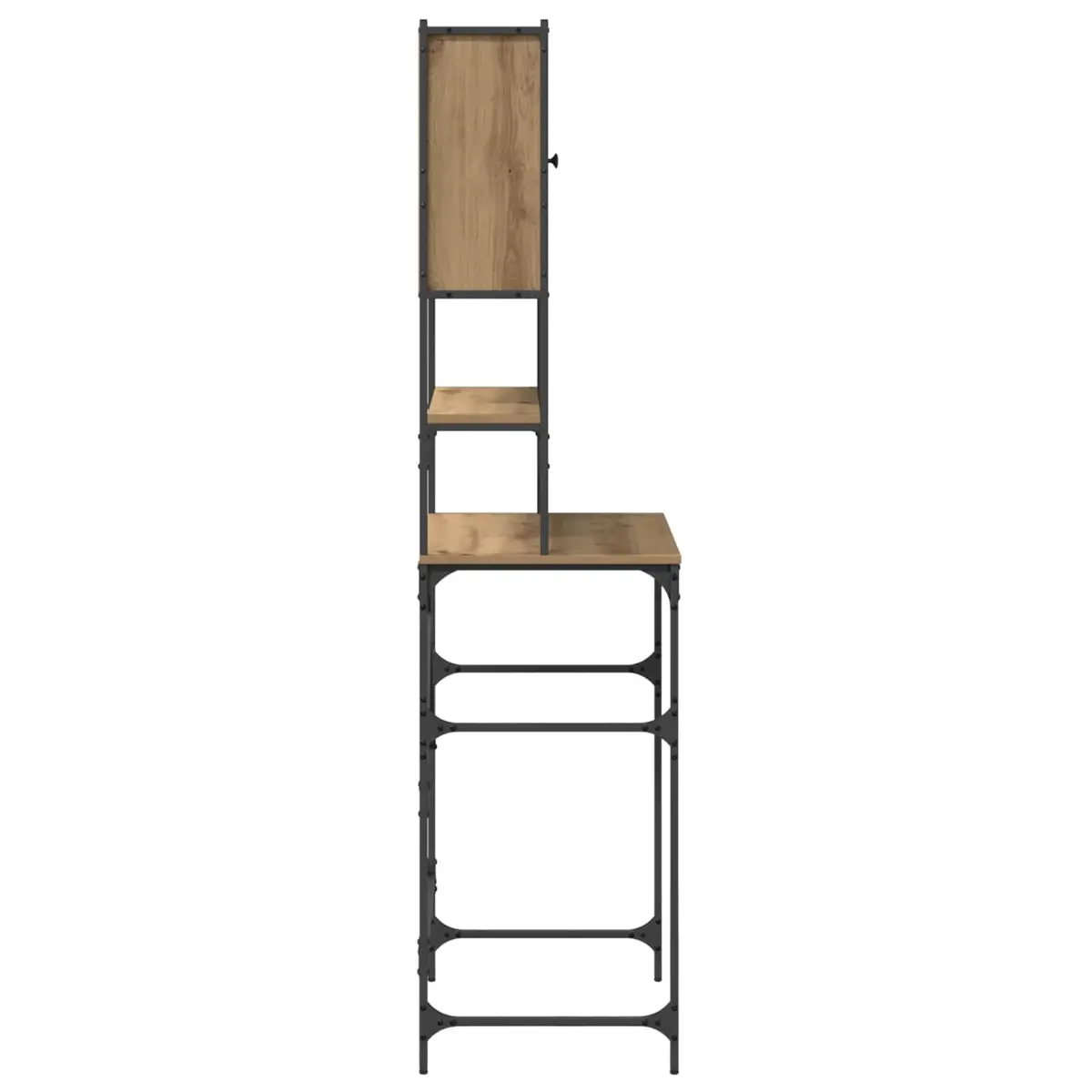 Washing Machine Cabinet Wooden Storage Organizer Adjustable Shelves Brown