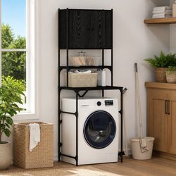 Stylish Black Oak Laundry Organizer for Your Home