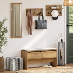 Entryway Organiser Set: Storage Bench, Mirror & Racks