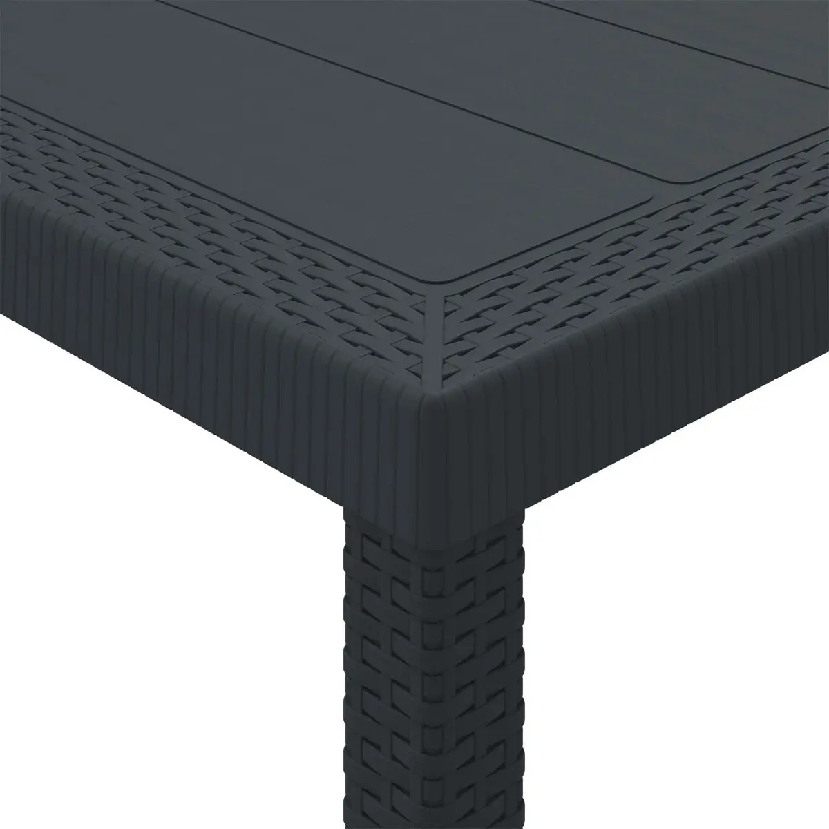 Garden Table 200 x 100 cm Anthracite Poly Rattan Rectangular Outdoor Dining Furniture Steel Frame