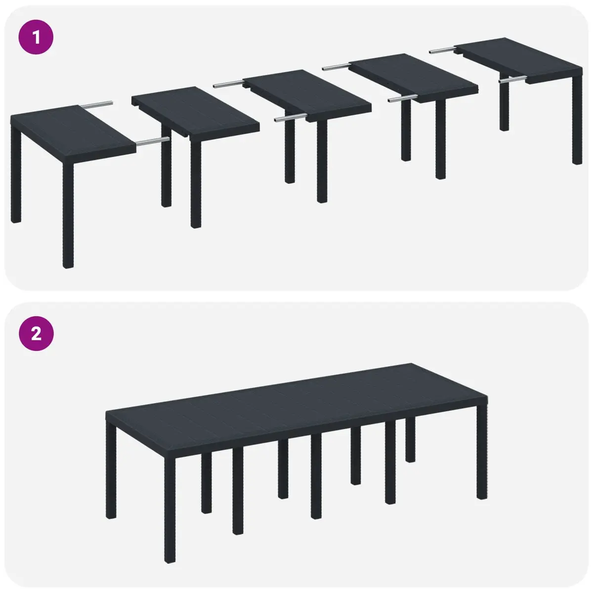 Garden Dining Table 250 x 100 x 73 cm Rectangular Poly Rattan Outdoor Furniture
