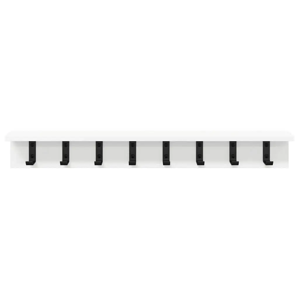 Wall-Mounted Coat Rack Organizer White Hallway Storage Hooks Shelves Modern