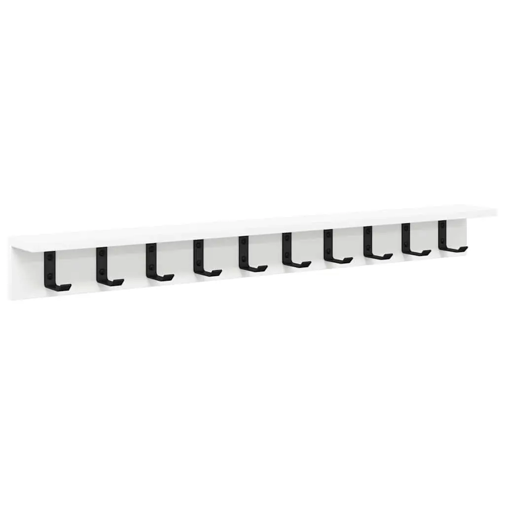 Wall-Mounted Coat Rack White Hallway Storage Organizer Hooks Shelves 100cm