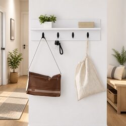 Space-Saving White Coat Rack for a Neat Hallway