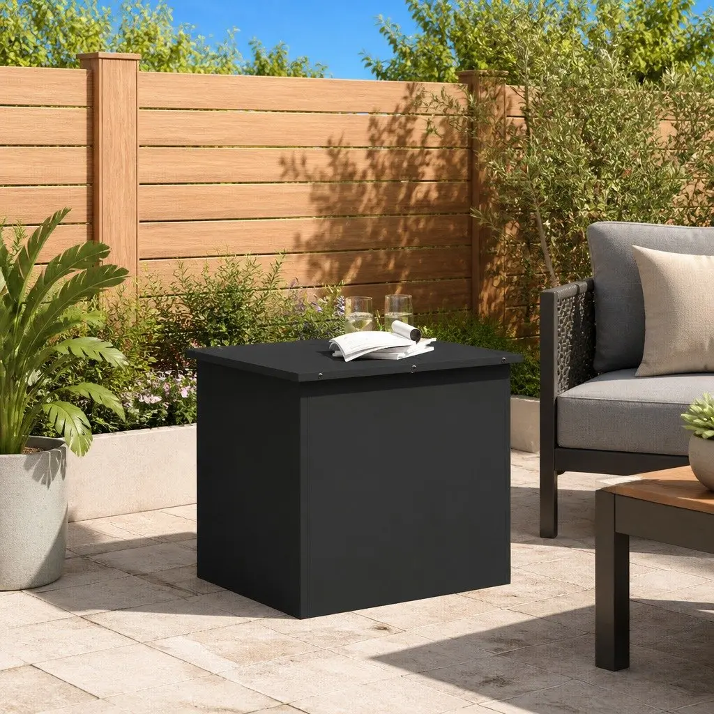 Garden Storage Cushion Box 55x50x50 cm Weather Resistant Galvanised Steel Industrial Style