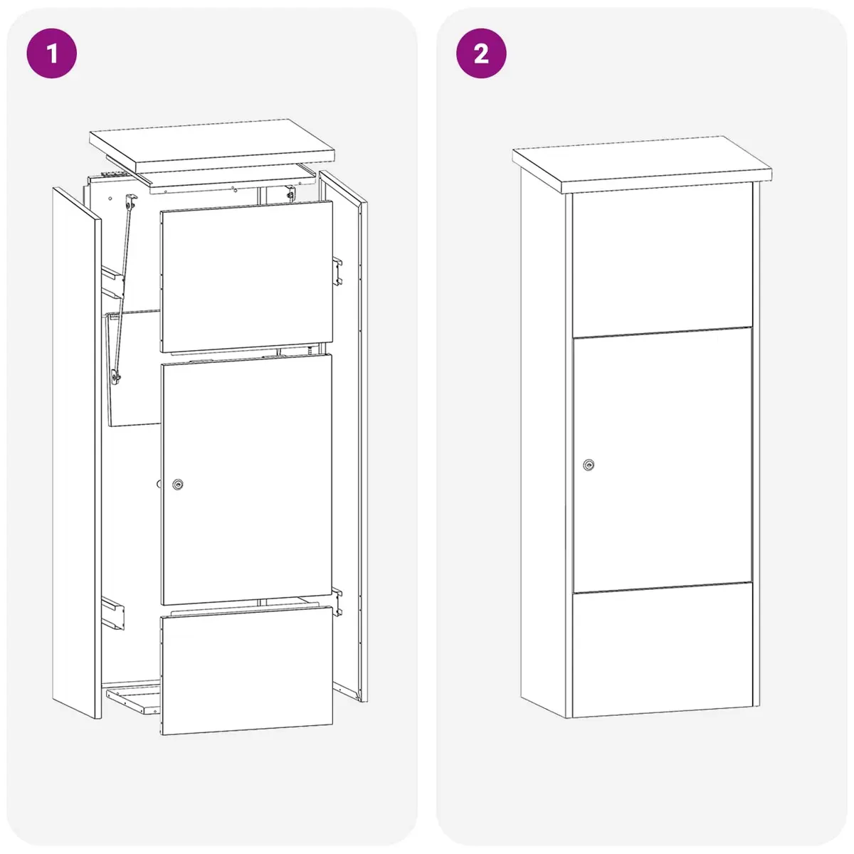 Parcel Drop Box Black Steel Outdoor Storage Secure Hinged Doors