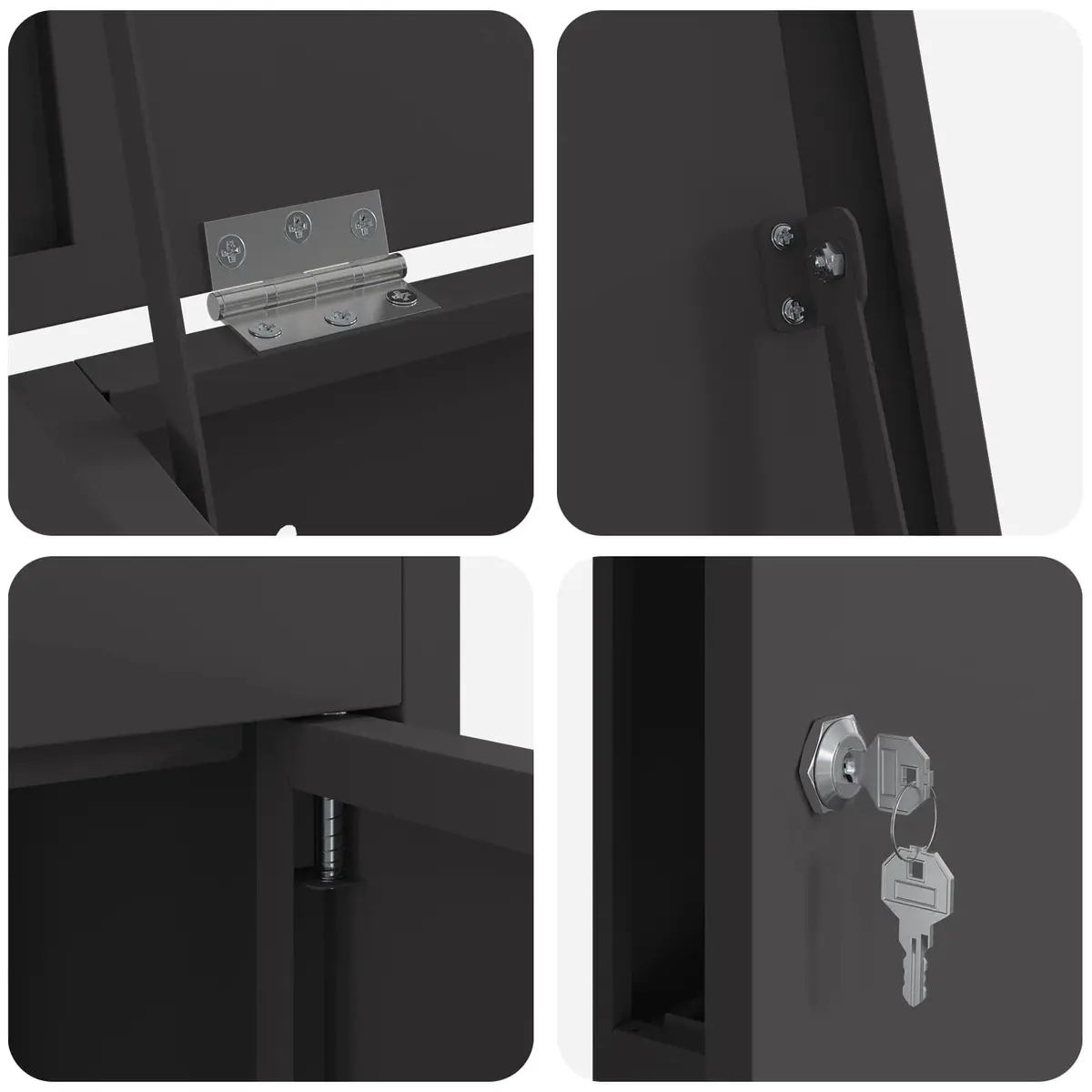 Parcel Drop Box Black Steel Outdoor Storage Secure Hinged Doors