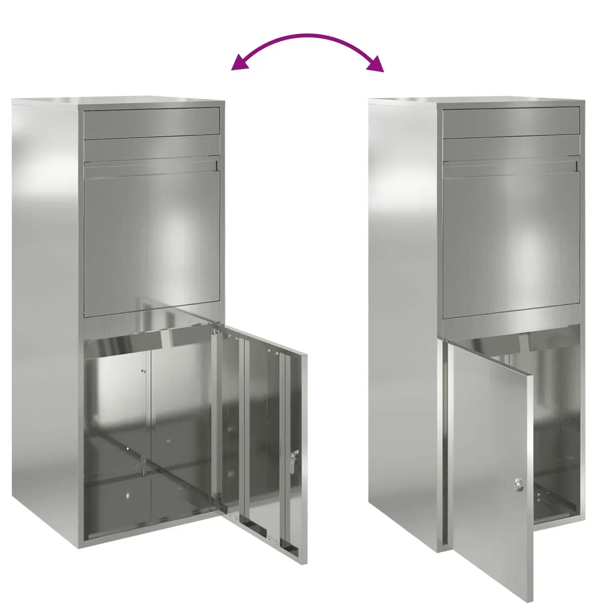 Outdoor Parcel Drop Box Silver Galvanised Steel Deadbolt Lock Hinged Door