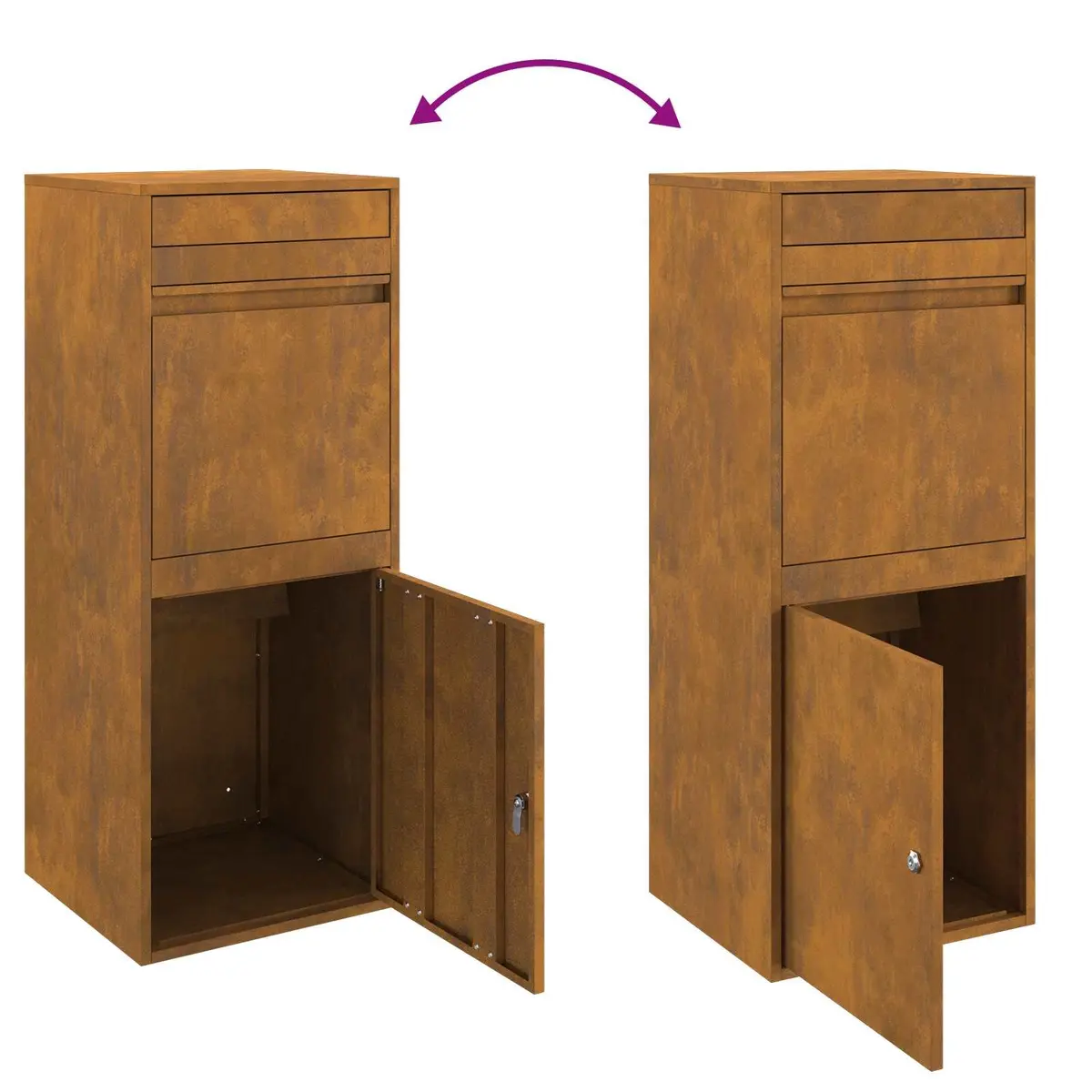 Outdoor Parcel Drop Box Brown Steel Weathering Secure Hinged Door with Deadbolt Lock
